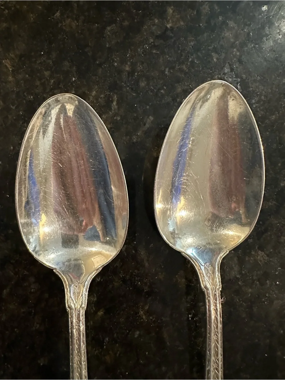 Pair of vintage Tiffany & Co. Silver Ornate Dinner Spoons